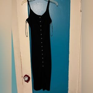 Forever 21 Lightweight black button up spaghetti strap dress, size medium